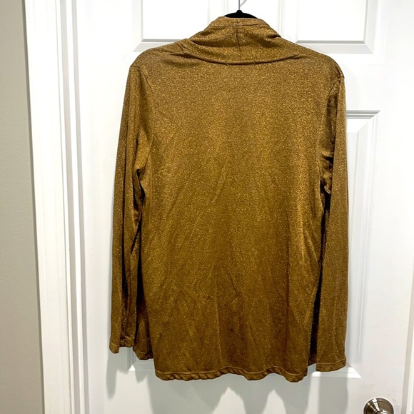 Lauren Ralph Lauren Gold Metallic Shimmer Open Front Cardigan Large shawl - Picture 6 of 9